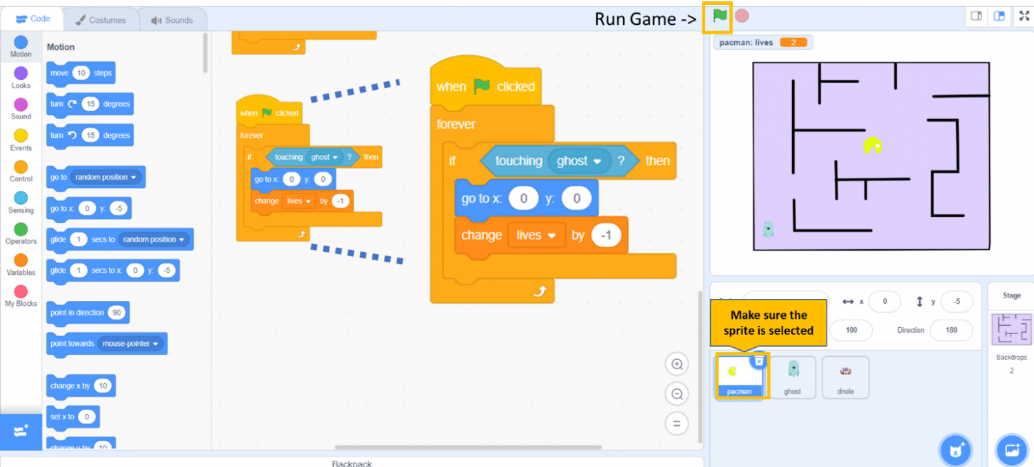 Coding for Kids: How to Make Pacman on Scratch