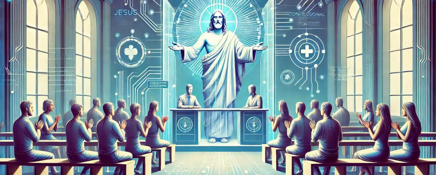 AI Jesus Welcomes Worshippers in Confessional